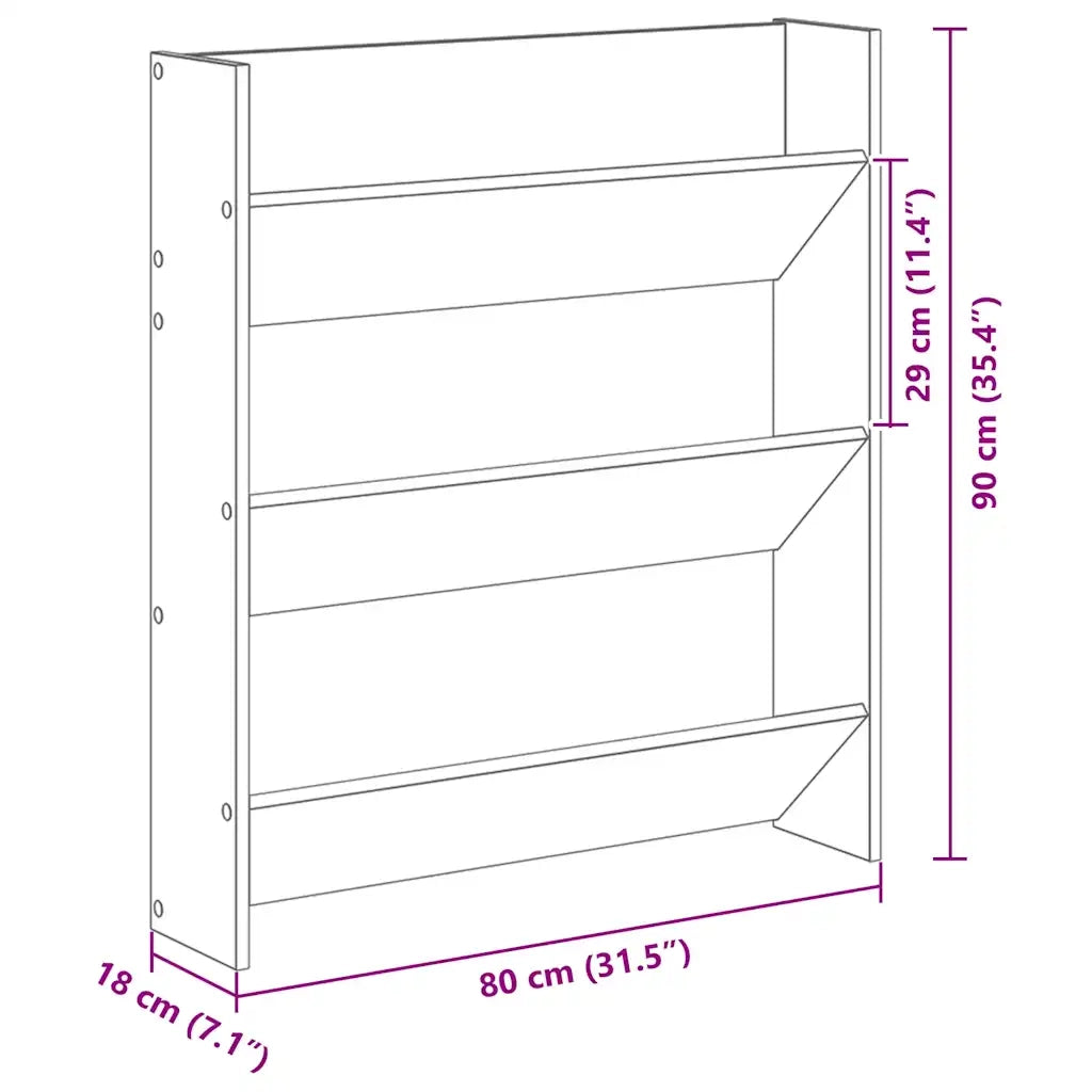 Scarpiera a Muro Legno Antico 80x18x90 cm in Legno Multistrato 856544