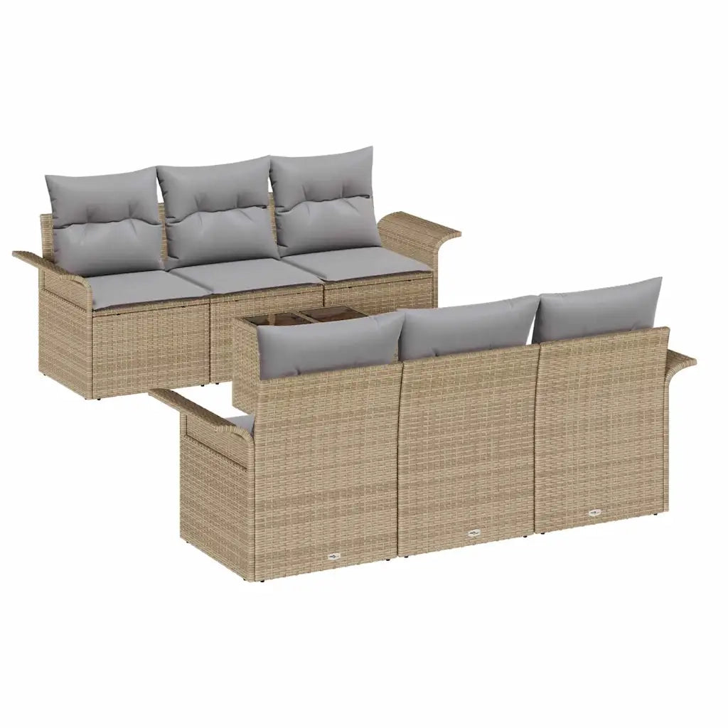 Set Divano da Giardino con cuscino 7 pcs Beige polyrattan 3345250