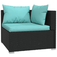 Set Divani da Giardino 4 pz con Cuscini in Polyrattan Nero cod mxl 42283