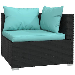 Set Divani da Giardino 4 pz con Cuscini in Polyrattan Nero cod mxl 42283
