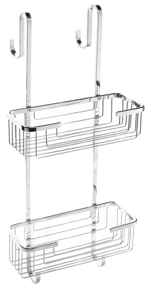 Cestello Doccia Doppio Ripiano Acciaio Inox Viti o Biadesivo Top Line Metaform