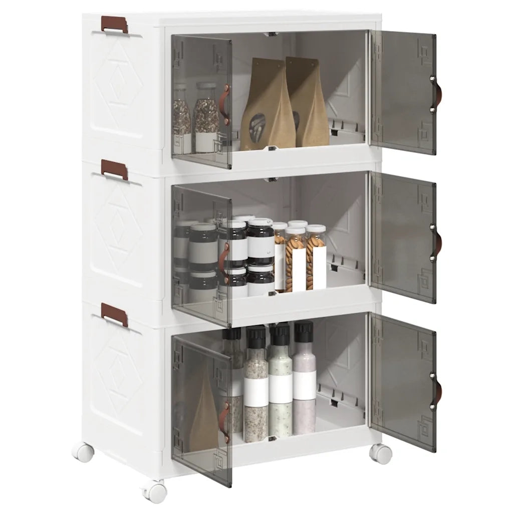 vidaXL Scatola Portaoggetti con Ruote 3 Livelli 75 L 64x39,5x110,5 cm