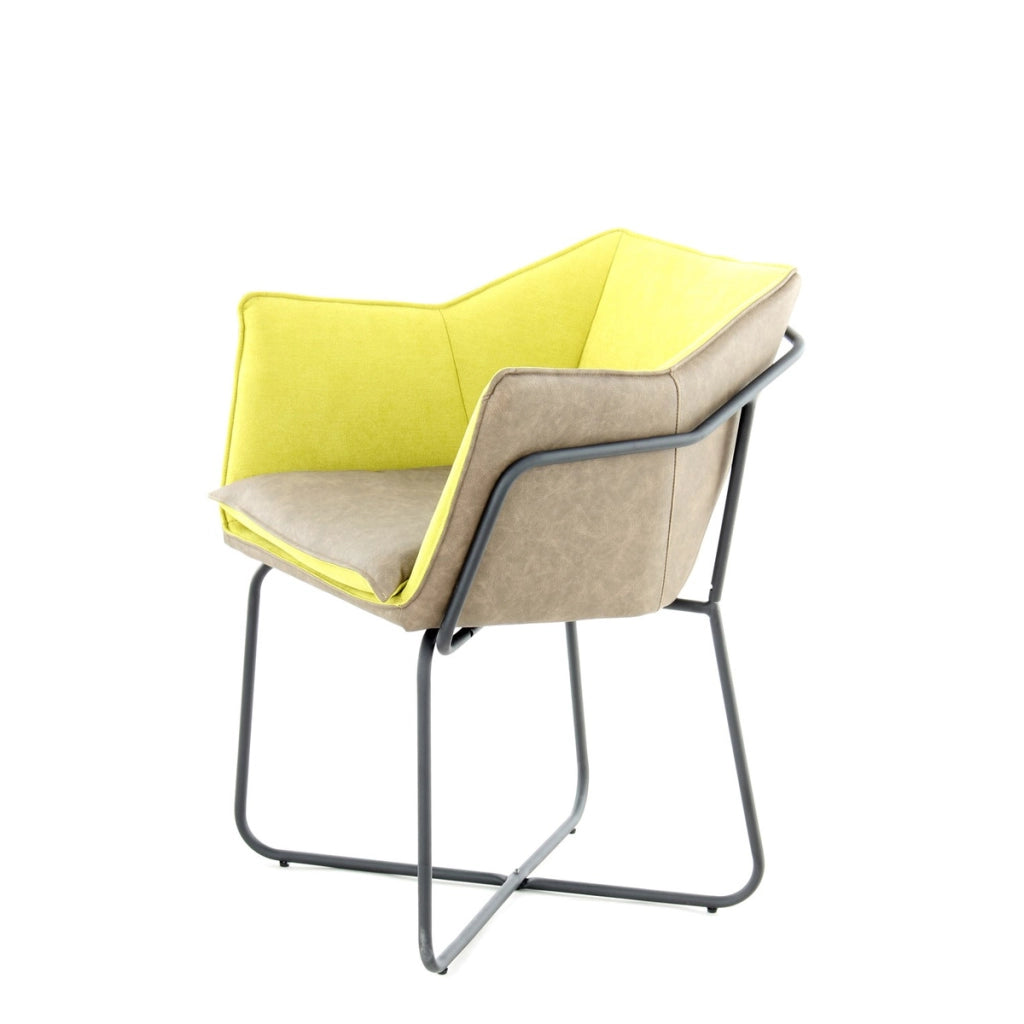 Sedia Lounge Marietta 100 in Ecopelle Bicolore Verde e Taupe