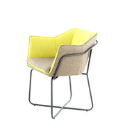 Sedia Lounge Marietta 100 in Ecopelle Bicolore Verde e Taupe