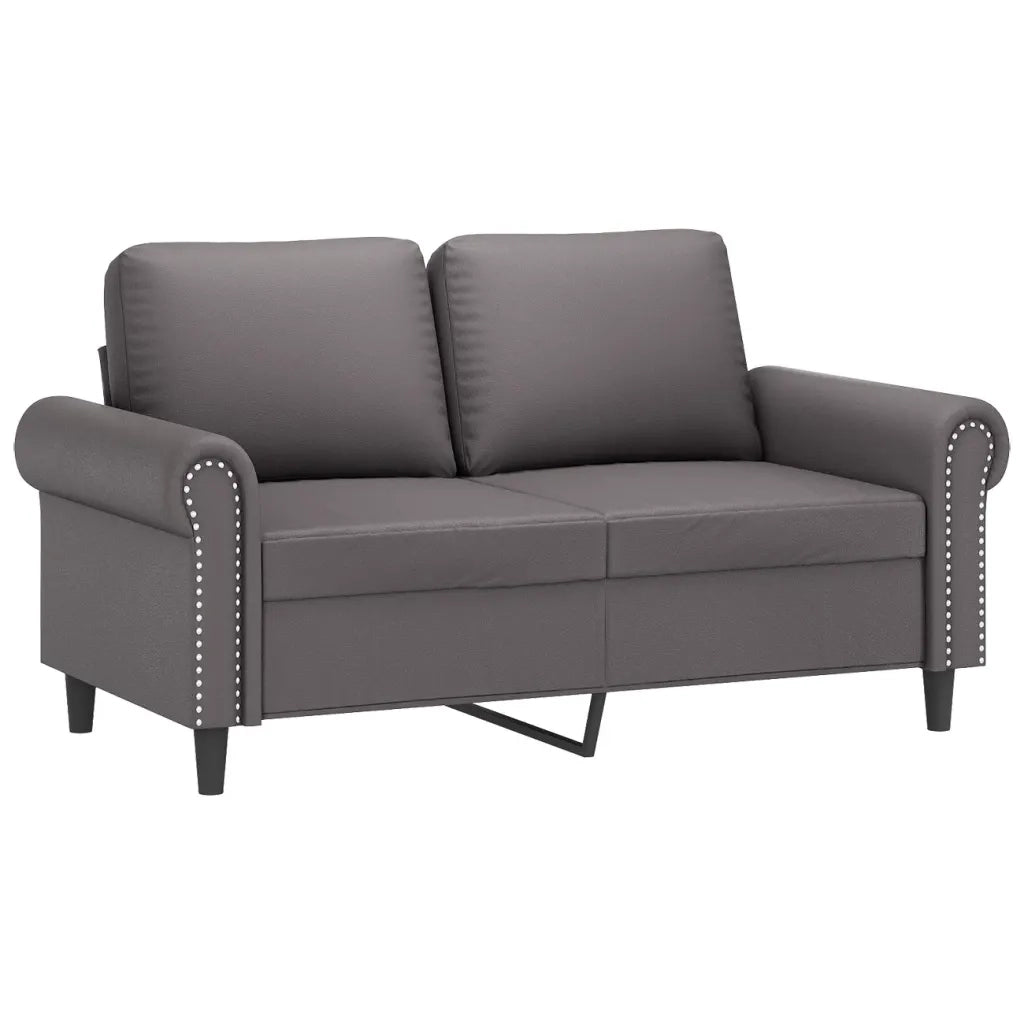 Set di Divani 3 pz con Cuscini Grigio in Similpelle