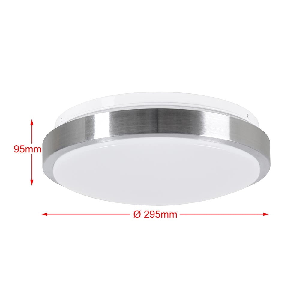 Plafoniera Led Tonda 12W Bianca 4000k Risparmio Energetico 29.5cm 1200LM Silver