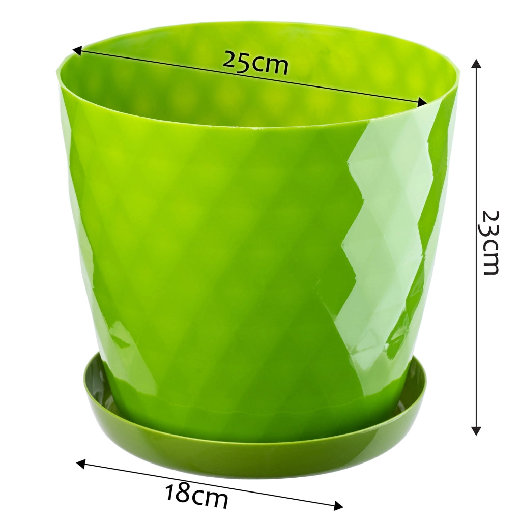 Vaso da fiori in plastica KADAX con supporto e coperchio, 25 cm, verde.
