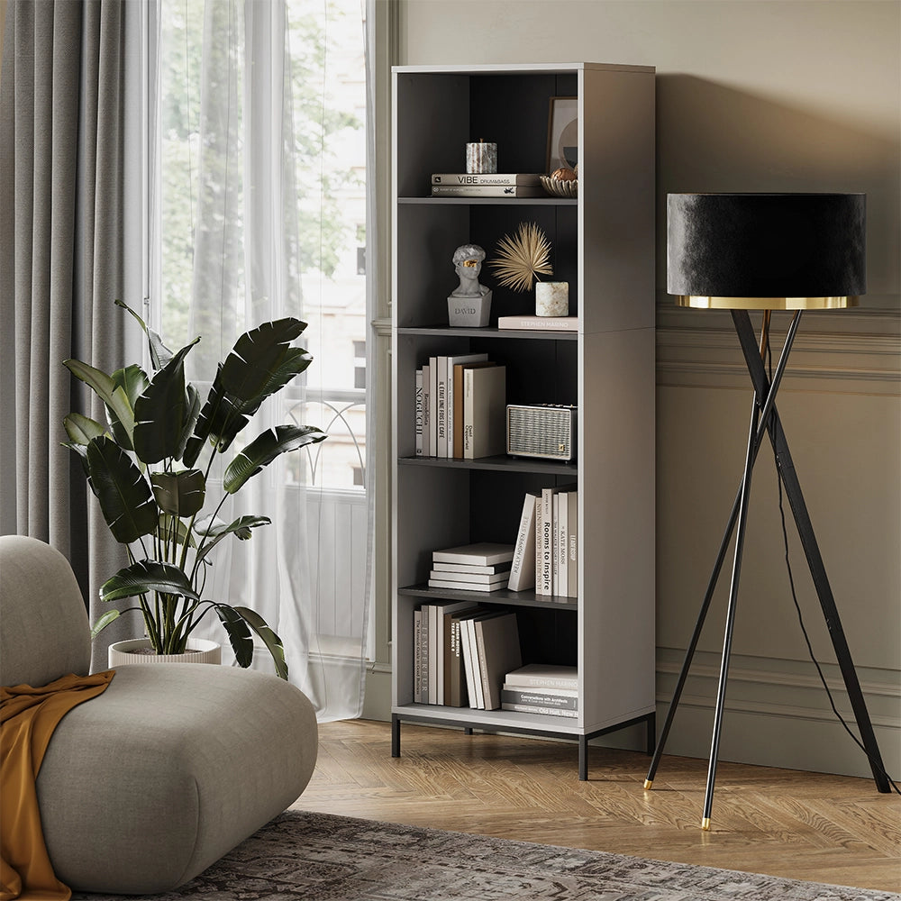 Vicco Libreria Grigio 60 x 180 cm con 5 scomparti