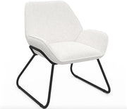 Sedile Curvo Bianco con Piedi in Metallo Nero – Design Moderno – Sedia Lounge Scandinafa – Sedia Accogliente per Salotto, Camera da Letto o Ufficio – Sedia Teddy con Braccioli