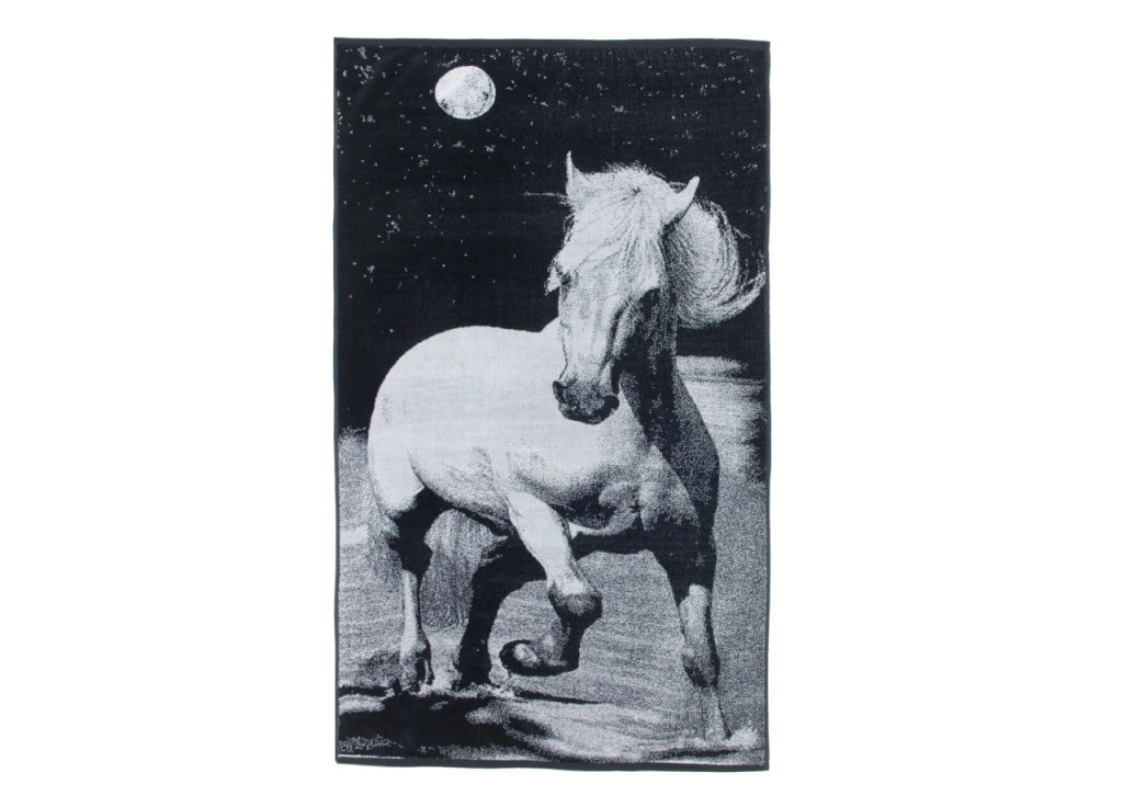 Telo Mare Jacquard Spugna Asciugamano Spiaggia Disegno Safari Horse D3