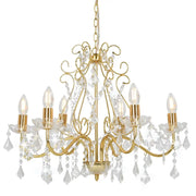 Lampadario rotondo dal design moderno 60 x 44 cm con 6 portalampade E14 illuminazione d'ambiente in metallo dorato 02_0046409
