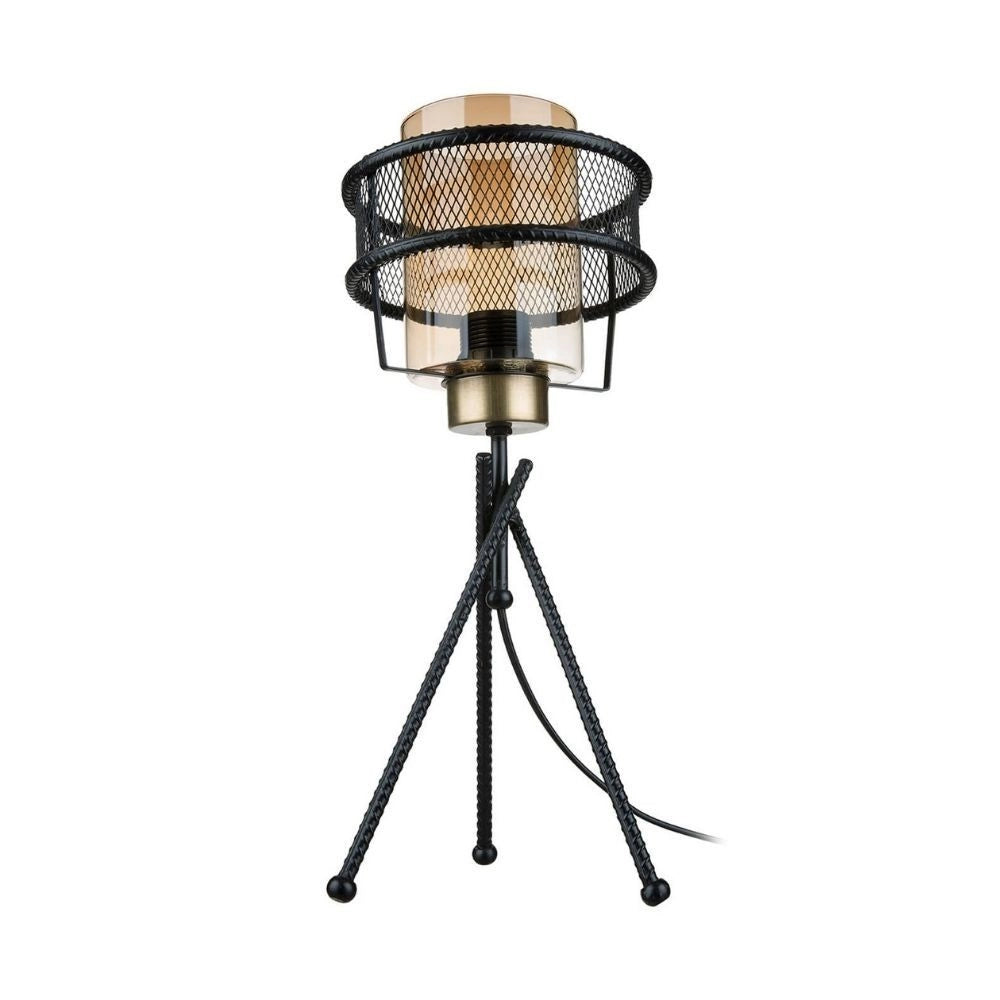 Lampada da tavolo in ferro intrecciato paralume vetro Grande MDL3713