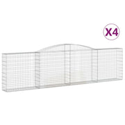 Set di 4 gabbioni ad arco per recinzione gabbia o muro di contenimento 400 x 30 x 100/120 cm ferro zincato argento 02_0041474