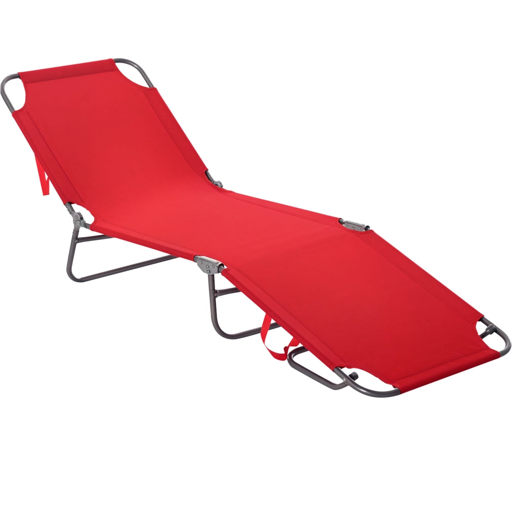 Lettino Pieghevole con Schienale Reclinabile ¨C Zephmum ¨C Rosso 187x55x24 cm