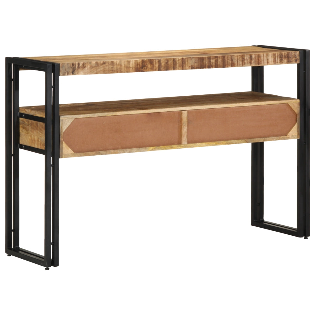 Tavolini Nero 120x33x75 cm Legno Massello di Mango e Metallo
