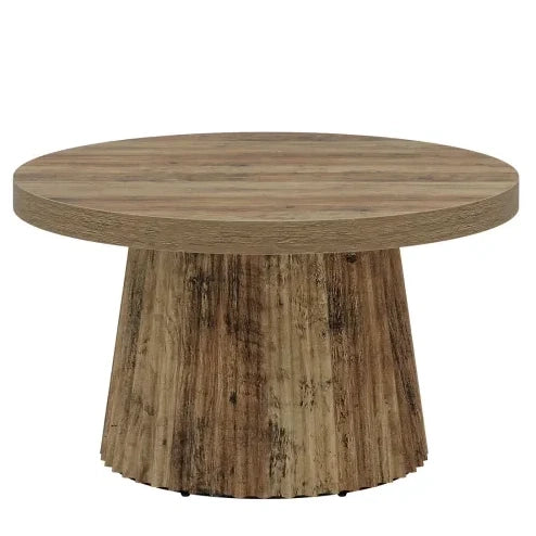 Tavolino da caff¨¨ rotondo ?80 cm in MDF marrone con base a colonne scanalate