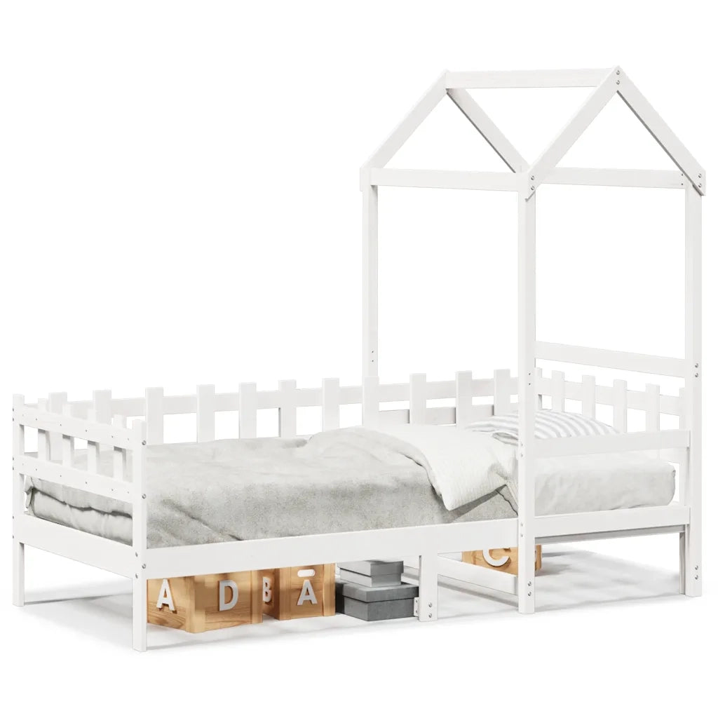 Dormeuse con Tetto 80x200 cm Bianco in Legno Massello di Pino