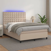 Giroletto Molle Materasso e LED Cappuccino 140x190cm Similpelle 3135944