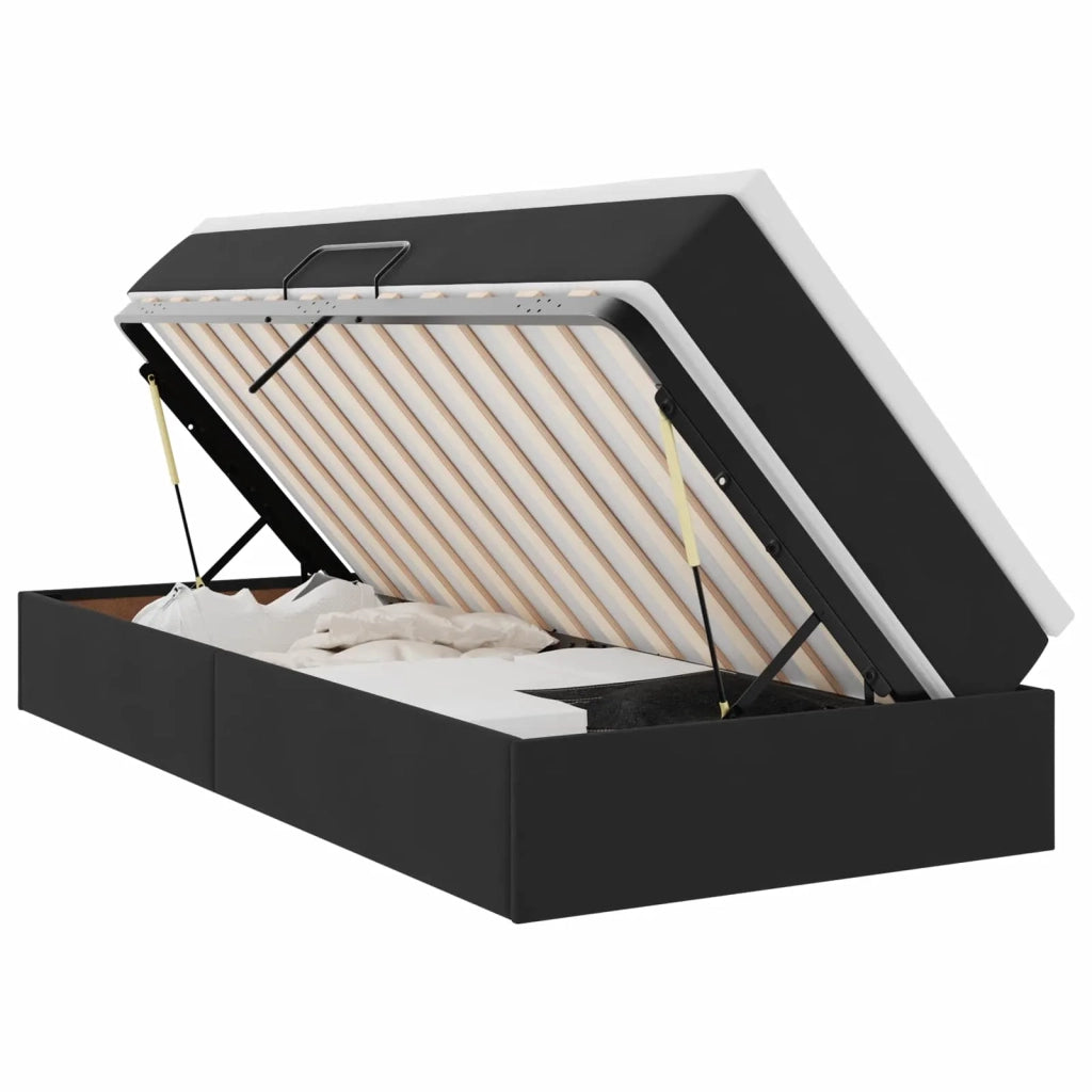 Letto con contenitore e materasso Nero 100 x 200 cm Velluto