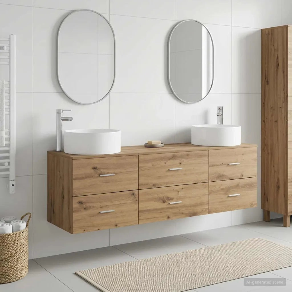 Set di mobili per il bagno 3 pz Rovere Artigianale 3405946