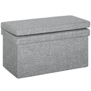 Panca Contenitore 76x50x73 cm con Schienale e Vano da 77L Rivestimento in Tessuto Grigio