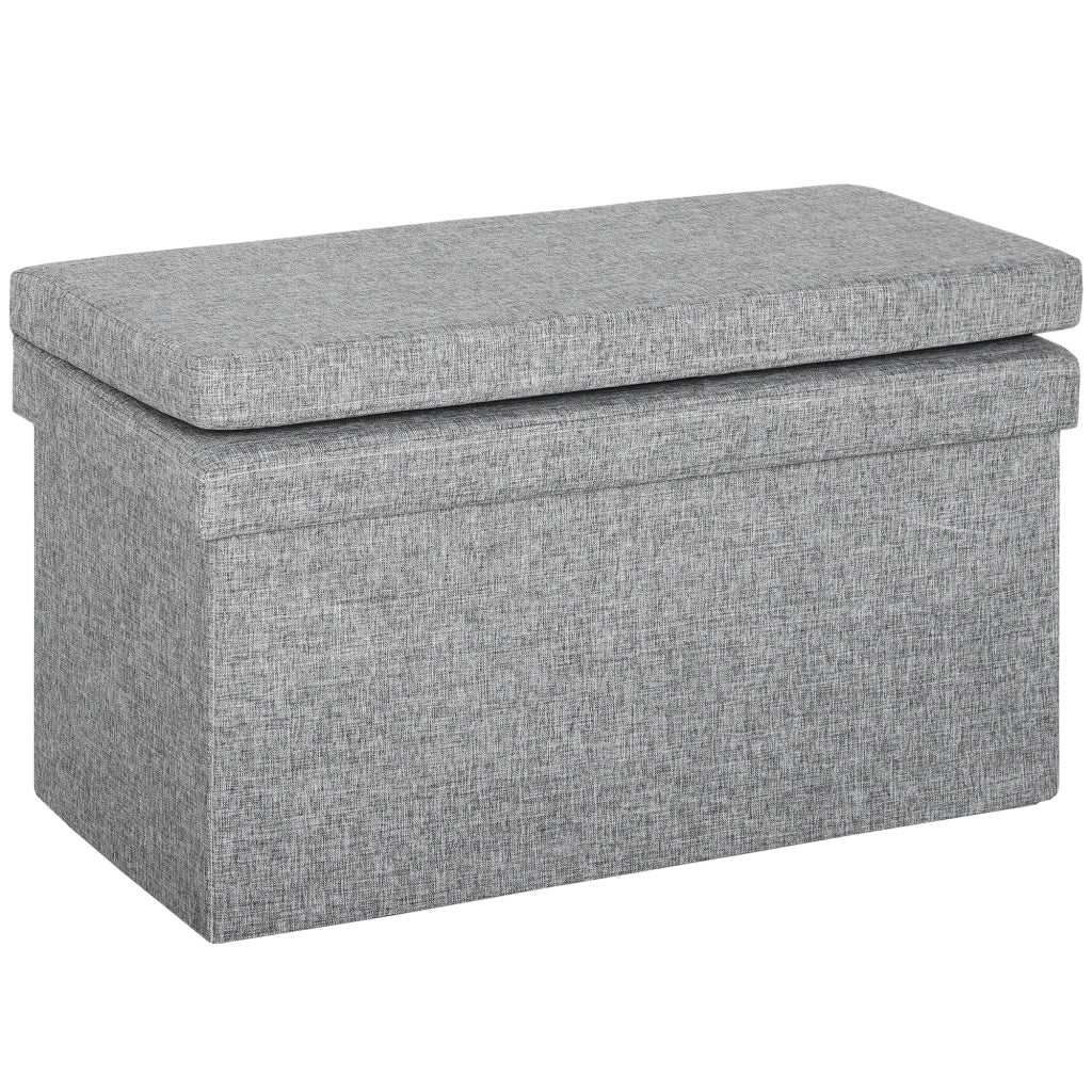 Panca Contenitore 76x50x73 cm con Schienale e Vano da 77L Rivestimento in Tessuto Grigio