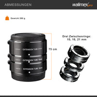 Set di anelli di prolunga macro per Sony E, per APS- C da 10, 16, 21 mm, per obiettivi di fotocamere, ideali per macrofotografia