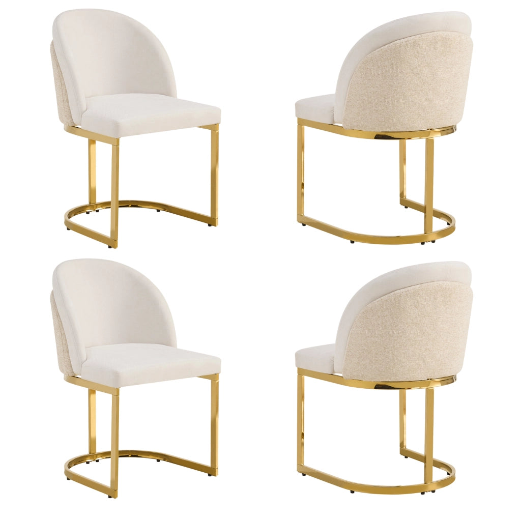 Sedia da sala da pranzo 59x52x85 cm beige e oro – set da 4