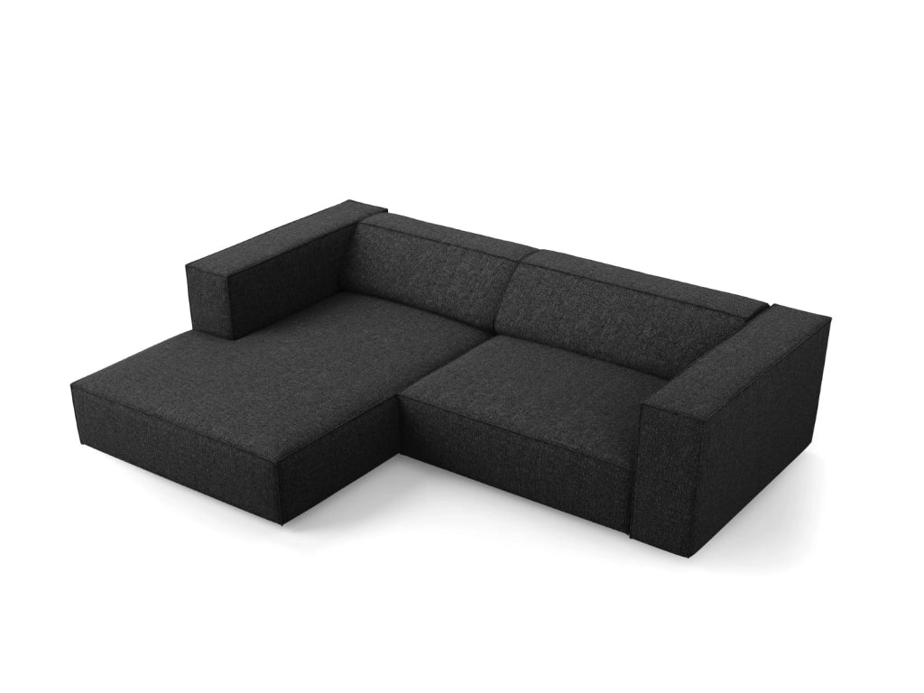 Cosmopolitan Design - Divano angolare sinistro "Arendal" 3 posti in ciniglia nero 