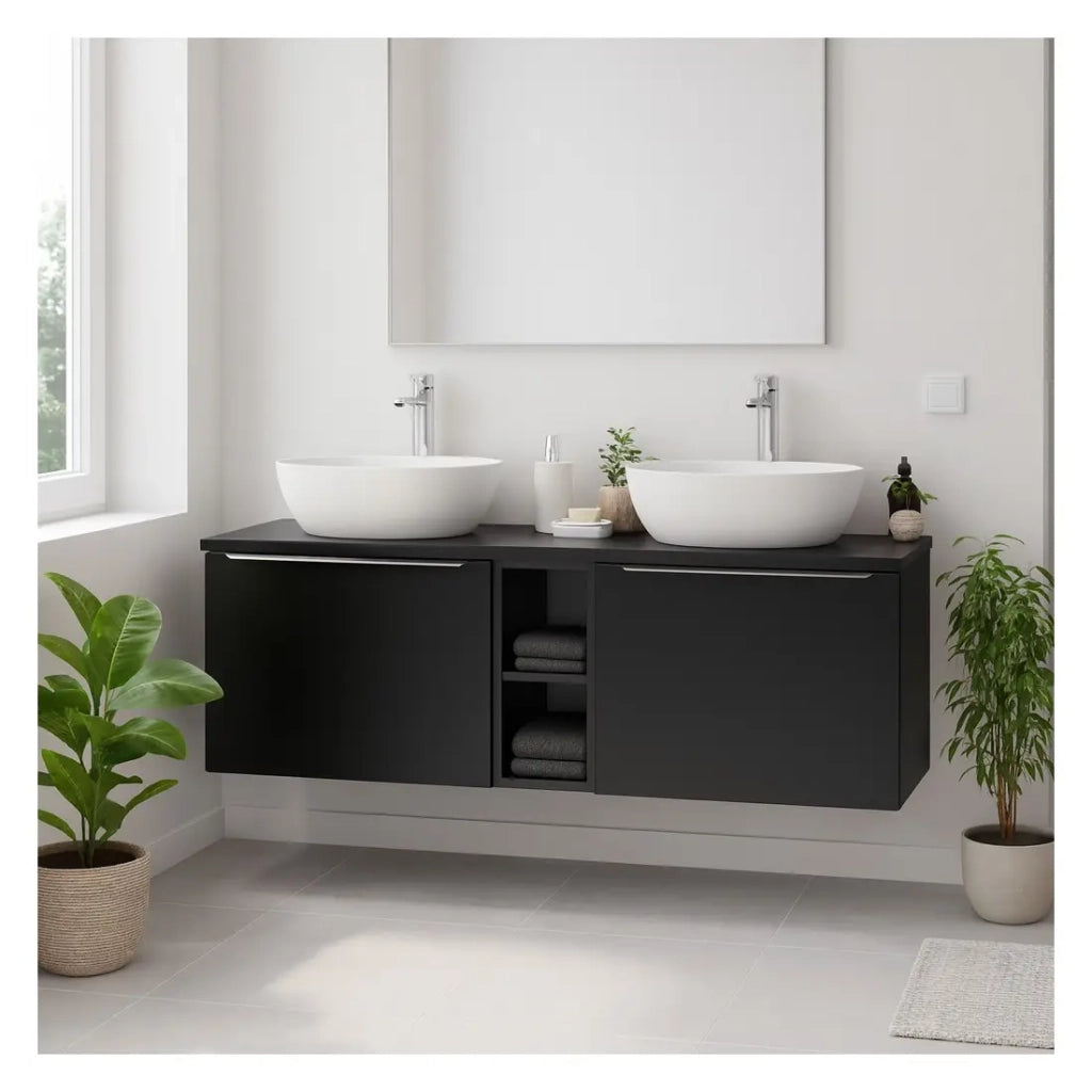 Set da bagno VANTA: mobile sotto lavabo 140cm + piano lavabo