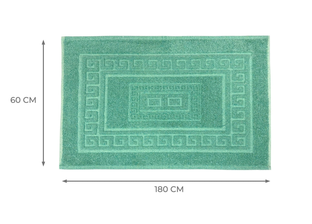 Tappeto Bagno Doccia Spugna Tinta Unita Torino Tappetino Super Assorbente In Cotone Pelo Corto Con Greca - 60x180 - Verde