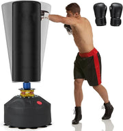 Sacco da Boxe 173 cm, Sacca da Boxe da Terra Autoportante e Pesante con Guantoni, Base a Ventosa, Costruzione a 5 Strati e Sistema Antivibrazioni per Adulti e Palestra Domestica