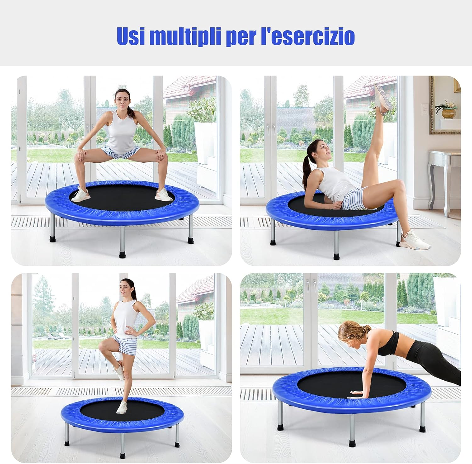Mini Trampolino Elastico e Pieghevole, Capacità di Carico 150 kg, per Interno ed Esterno