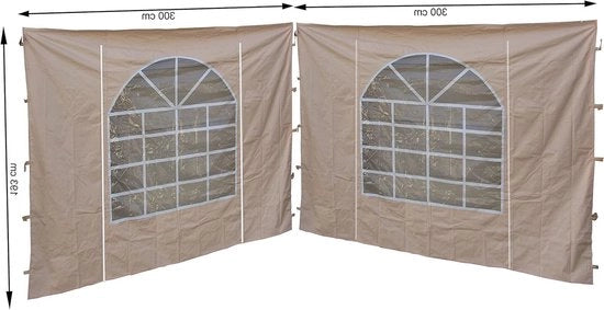 Pannelli laterali con finestra in PVC per tenda - 2 pezzi - colore sabbia - 300x195cm