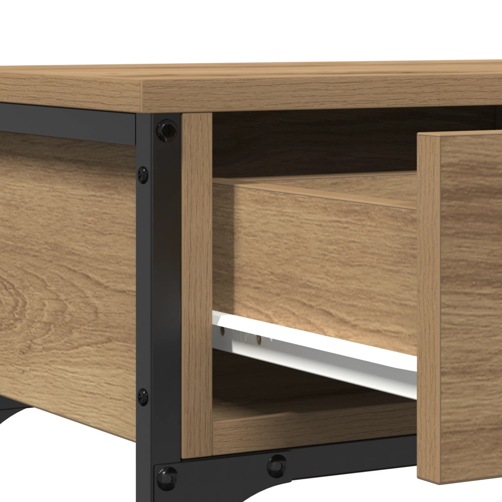 Tavolo Consolle Quercia Artigianale 100x25x75 cm Legno Ingegnerizzato e Acciaio