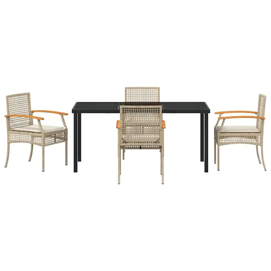 Set da Pranzo per Giardino 5 pcs Beige e Nero Rattan 3380830