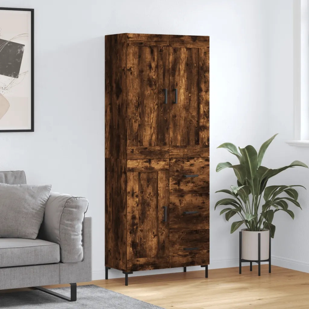 Credenza | Madia | Buffet da pranzo | Armadio da pranzo Rovere Fumo 69,5x34x180 cm in Legno Multistrato