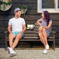 Panchina da Giardino in Legno, Panca Abete 2 o 3 Posti, 160 x 64 x 86 cm, Tavolino Convertibile in Seduta, Panca per Veranda, con Schienale, Braccioli, Portata 300 kg