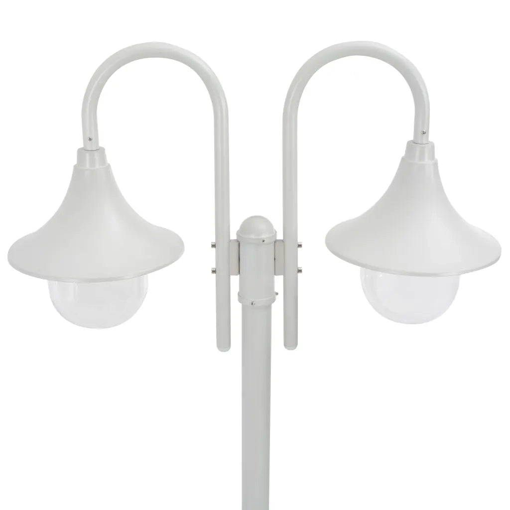 Lampione da Giardino E27 220 cm Alluminio 2 Lampade Bianco CFW4673725