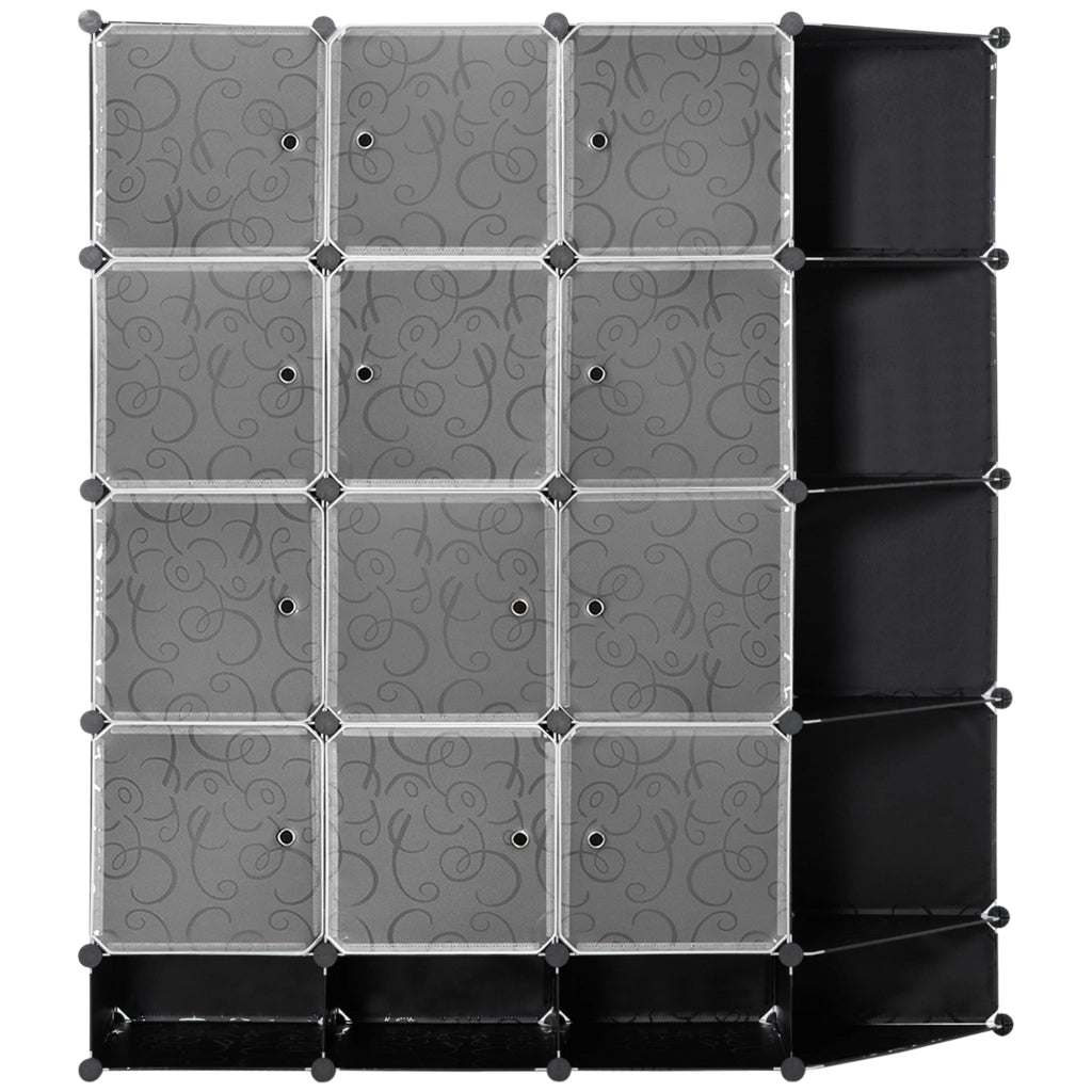 Armadio Portatile con Compartimenti e Appendiabiti ¨C zephmum ¨C Nero e Bianco 60x40x160