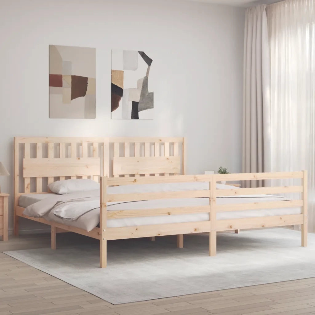 Giroletto con Testiera-Struttura Letto con testiera 200x200 cm in Legno Massello 394934