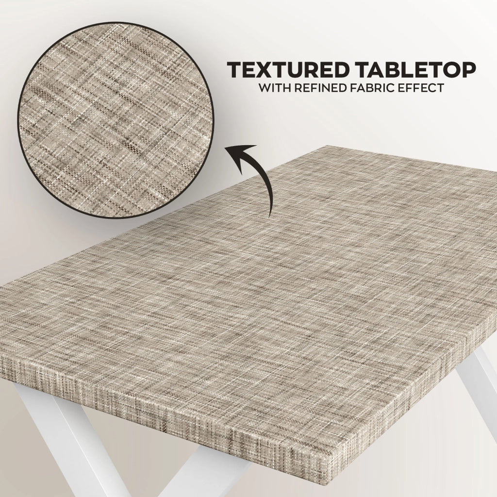 Tavolo da pranzo in legno e metallo con piedi x-shaped bianchi 220x100 cm Grigio Testurizzato