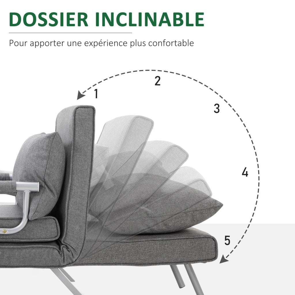 Poltrona letto 1 posto ¨C Minimal ¨C grigio chiaro tessuto metallo