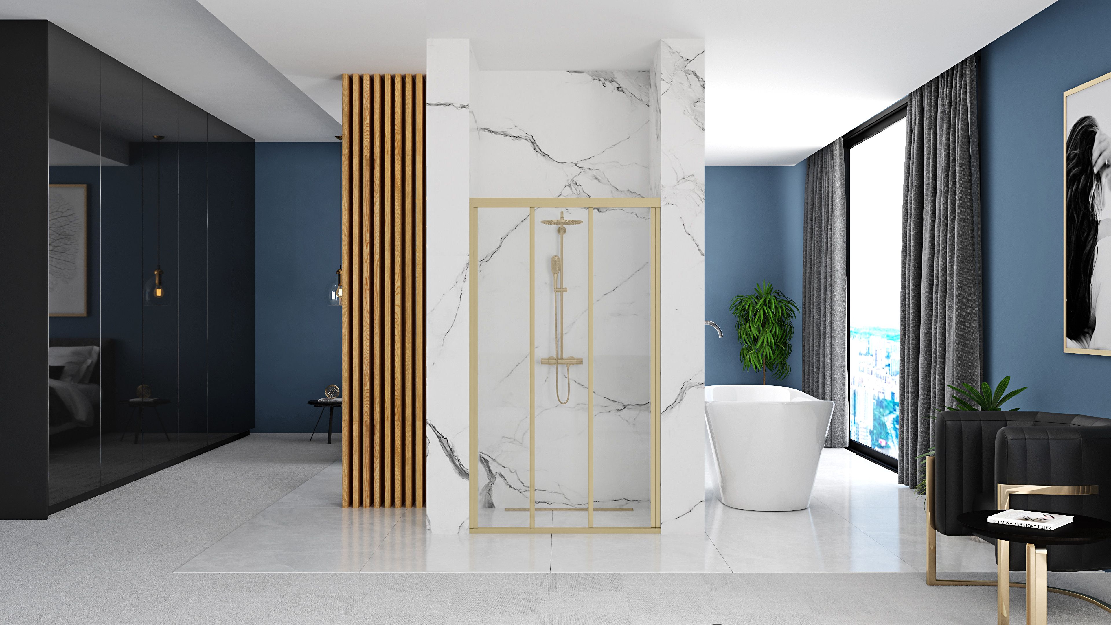 Porta Doccia Rea Alex 100 Gold Brush