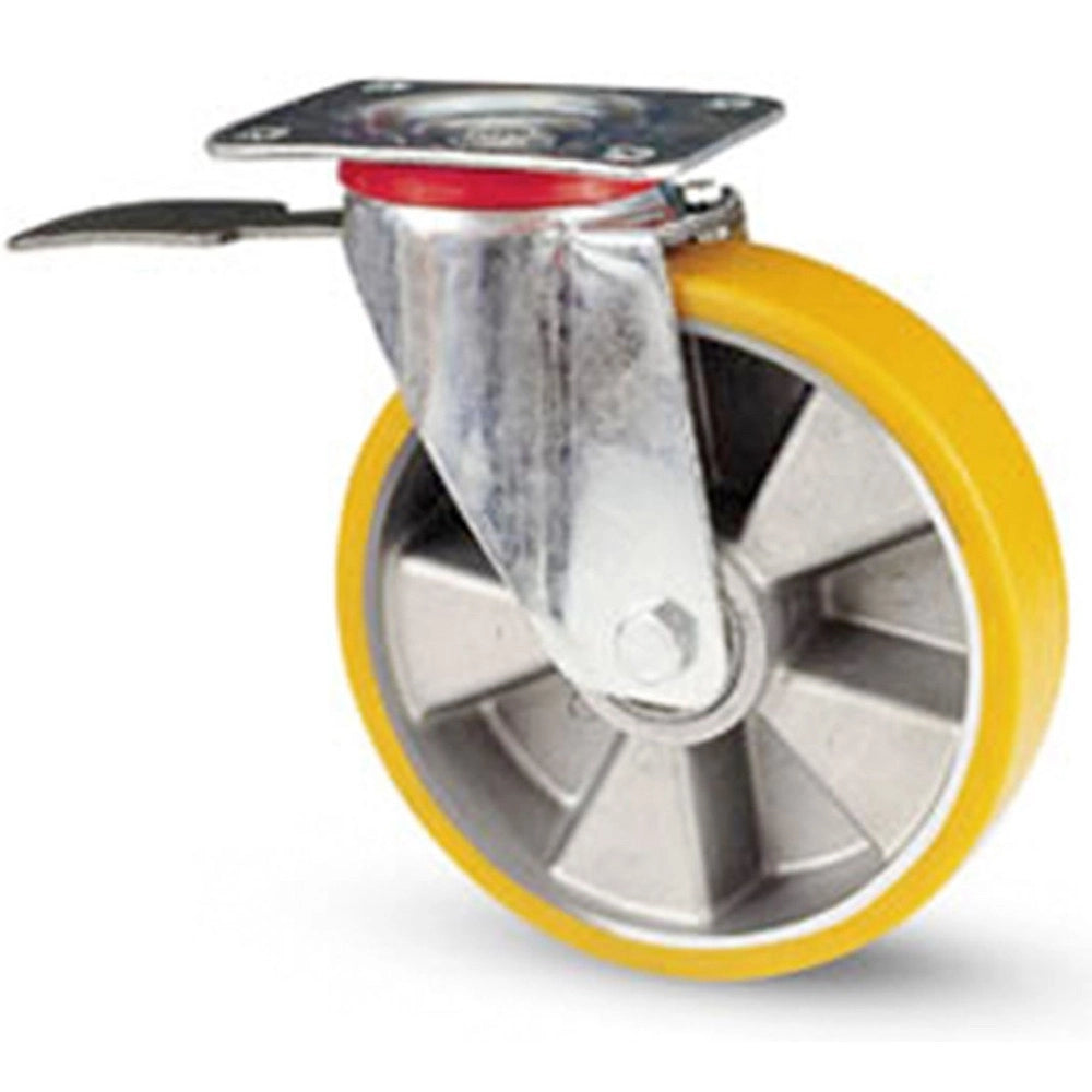 Trade Shop - Ruota Girevole Con Piastra E Freno Rivestimento In Poliuretano Avolan Sh A 91 -