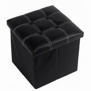 Trade Shop - Pouff Puff Pouf Contenitore Imbottito Portaoggetti Seduta Nero 38x38x35 Cm 79429 -