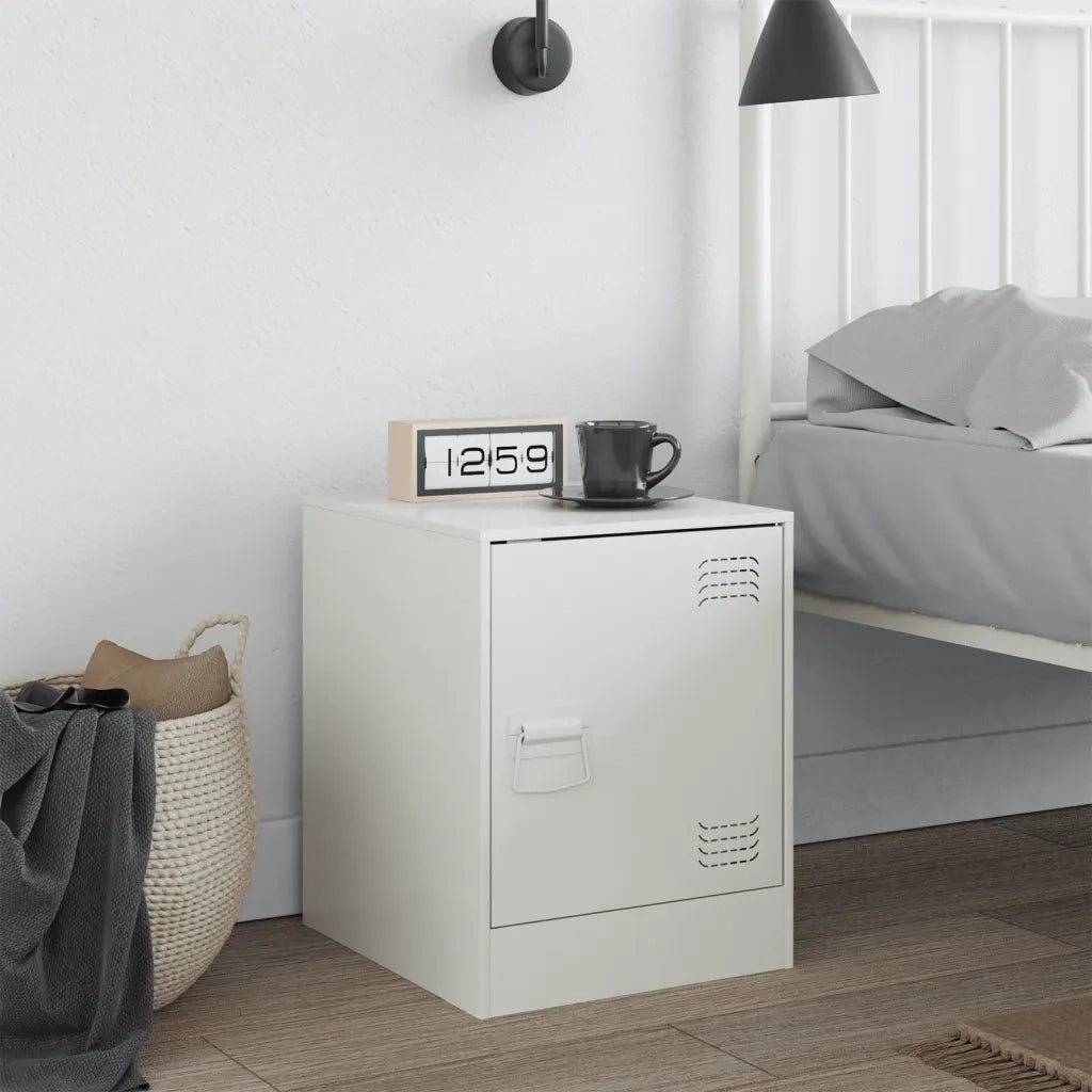 Comodino-Tavolino da notte Bianco 34,5x39x44 cm in Acciaio 833441