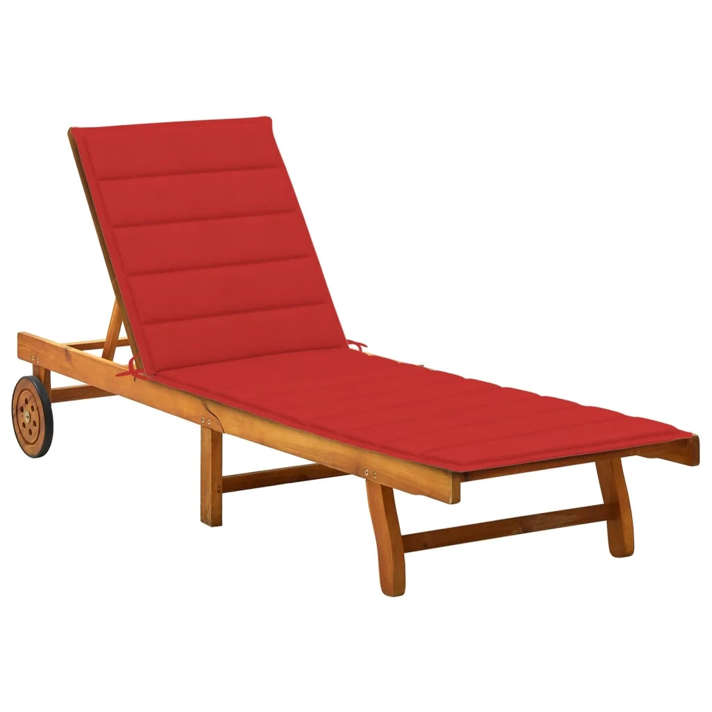 Lettino Prendisole da Giardino con Cuscino Massello di Acacia cod mxl 62383