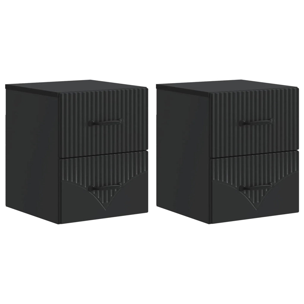Mobiletto da notte a muro 2 pcs Nero 34,5 x 33 x 40 cm