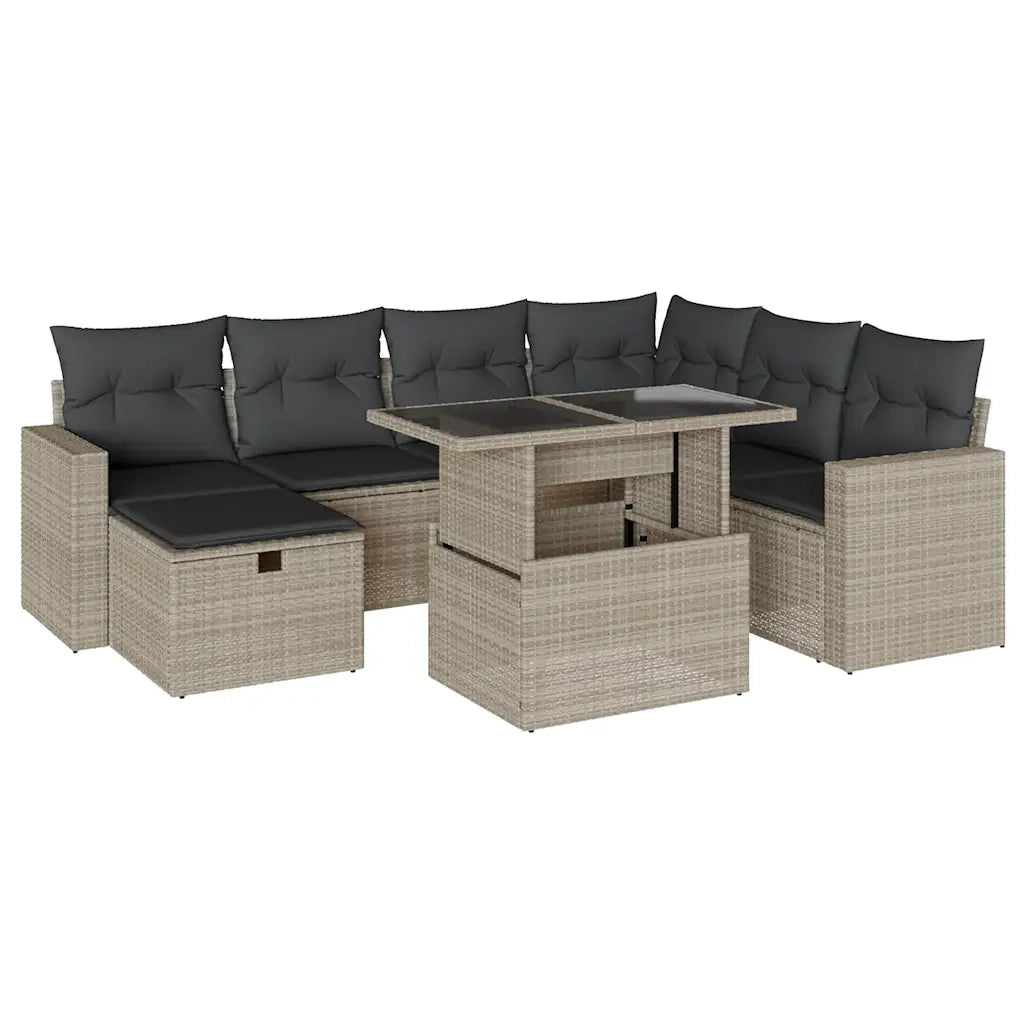 Set Divano da Giardino 8pz con Cuscini Grigio Chiaro Polyrattan 3274842